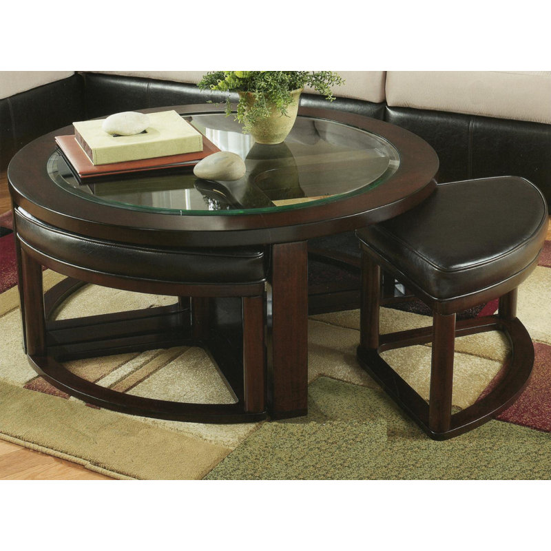 Millwood Pines Landaverde Coffee Table with Nested Stools & Reviews